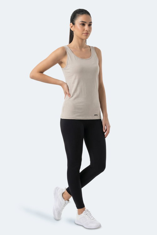 Slazenger VLADLEN Kadın Slim Fıt Kolsuz Taş Gri Atlet