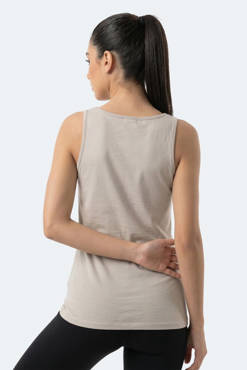Slazenger VLADLEN Kadın Slim Fıt Kolsuz Taş Gri Atlet